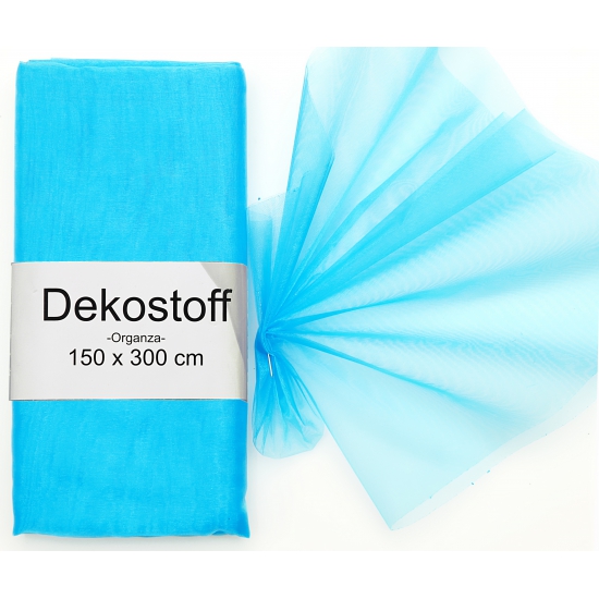 Organza stof turquoise op rol 150 x 300 cm