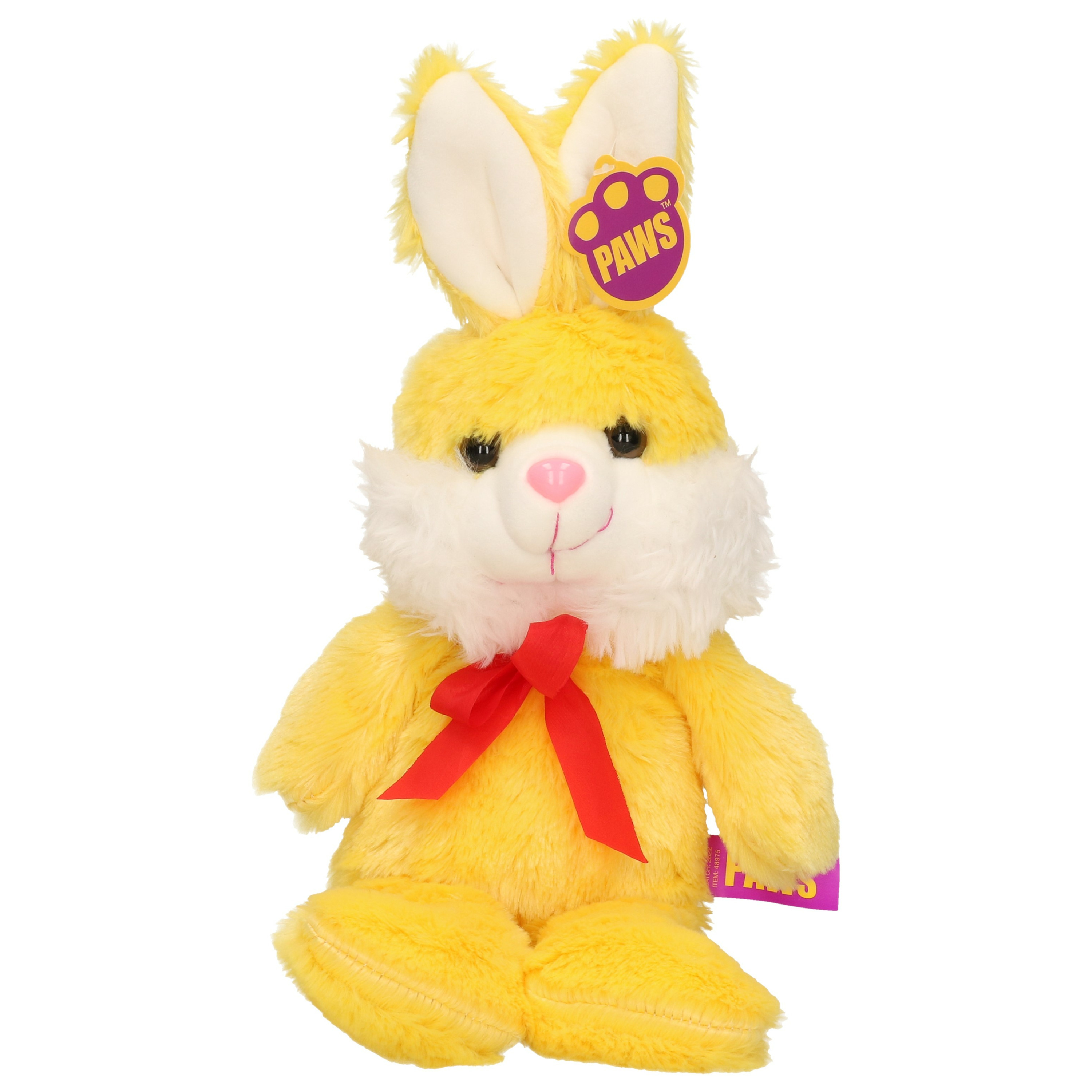Paashaas-haas-konijn knuffel dier zachte pluche geel cadeau 32 cm met strikje