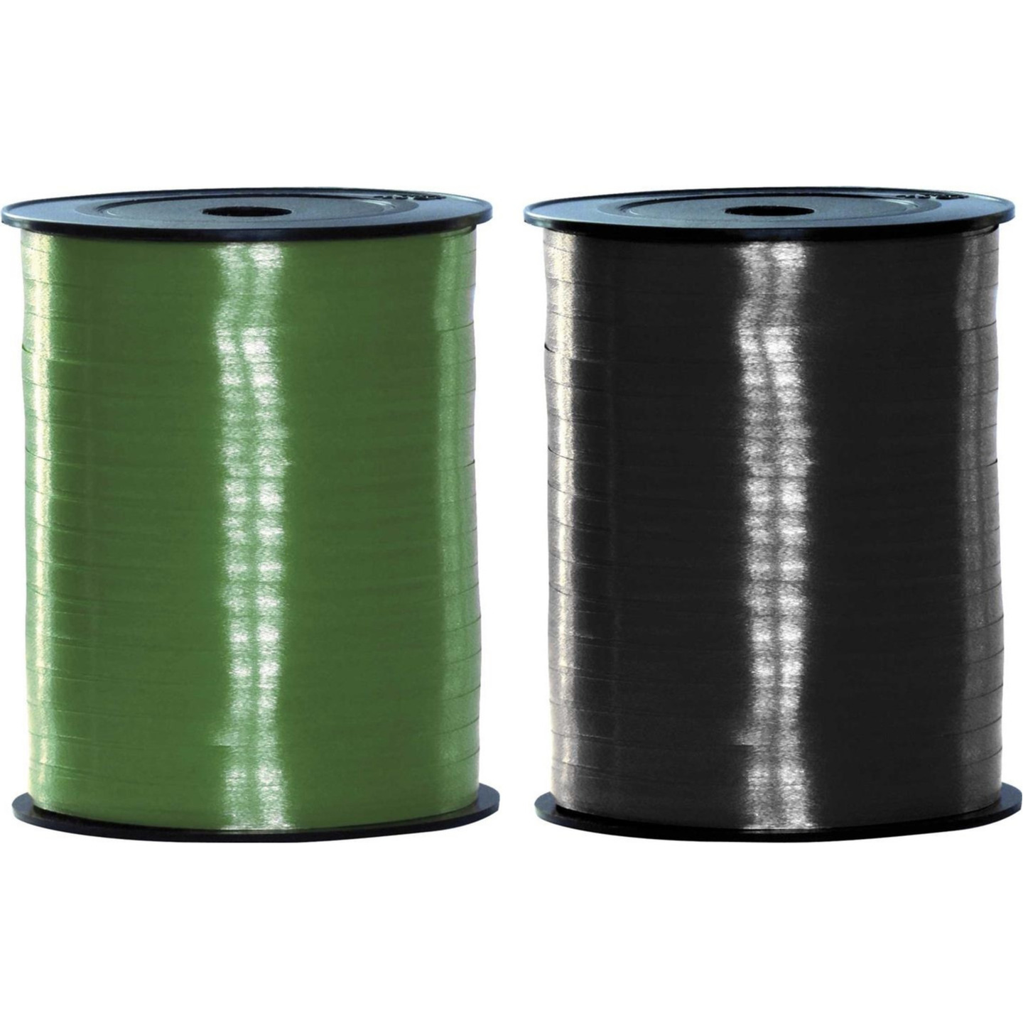 Pakket van 2 rollen lint zwart en groen 500 meter x 5 milimeter breed