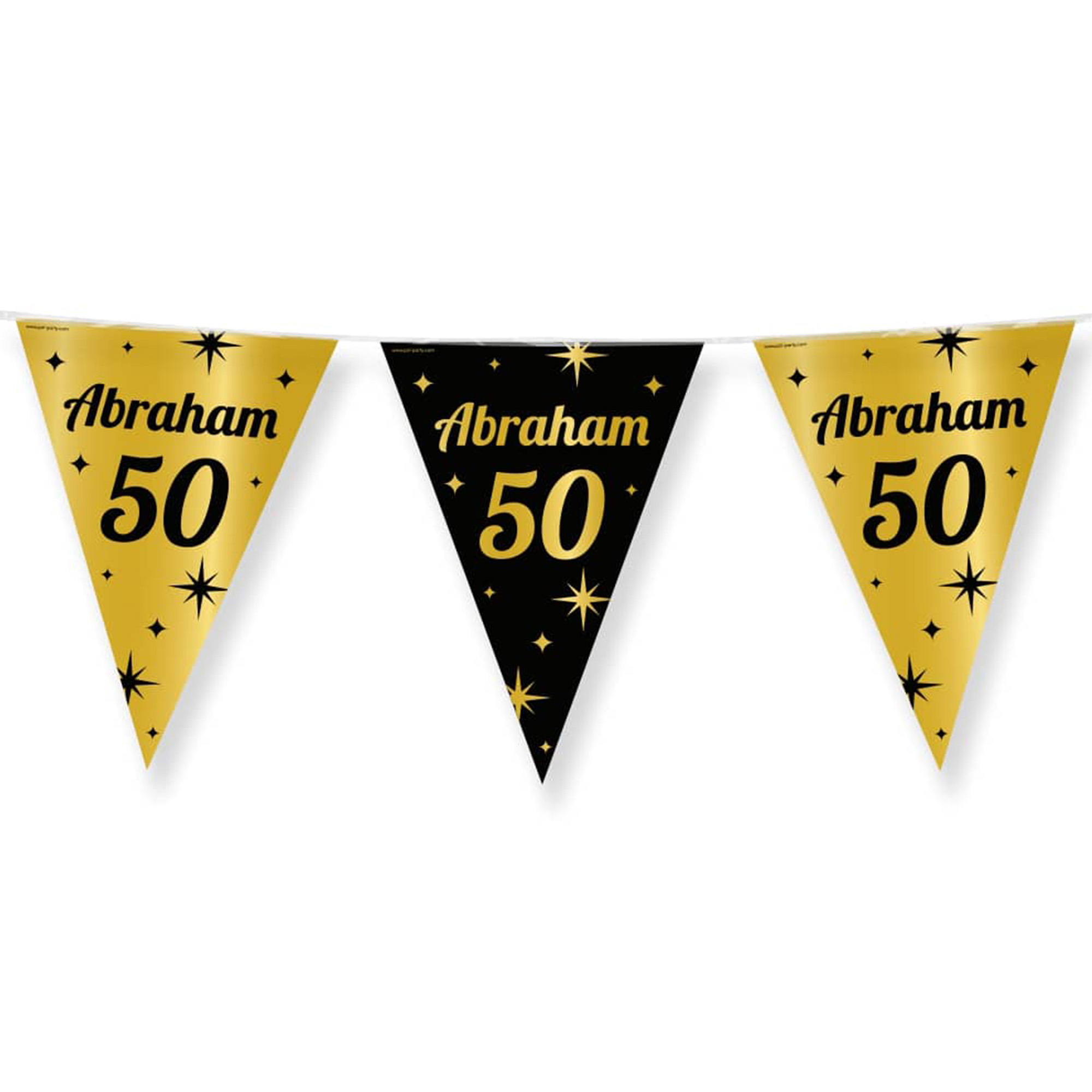 Paperdreams Vlaggenlijn - luxe Abraham/50 jaar feest- 10m - goud/zwart - folie