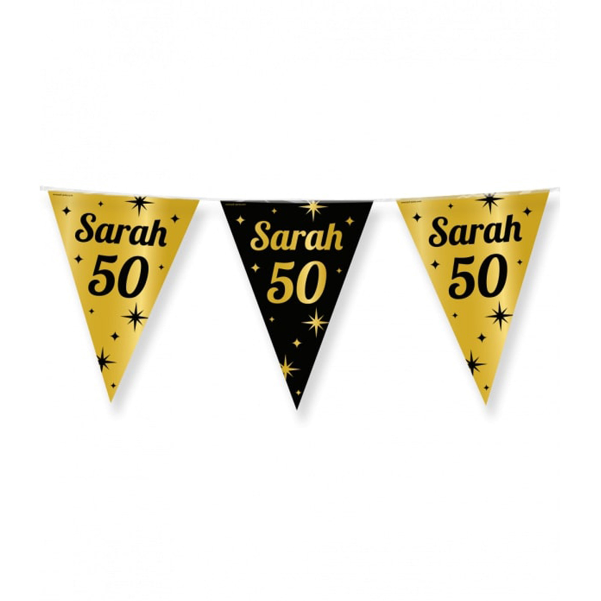 Paperdreams Vlaggenlijn luxe Sarah-50 jaar feest- 10m goud-zwart folie