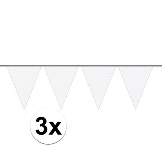 Party vlaggenlijn wit effen 3x stuks