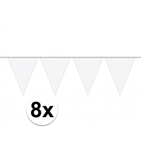 Party vlaggenlijn wit effen 8x stuks