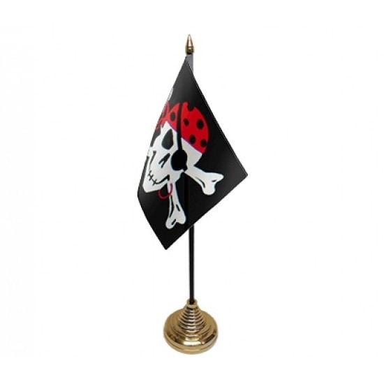 Piratenvlag tafelvlaggetje op voetje One Eyed Jack