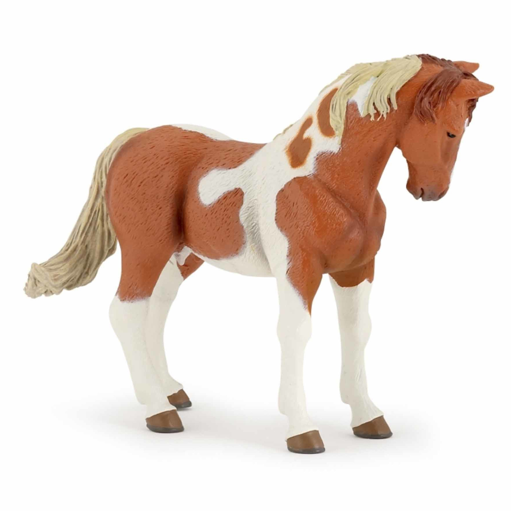 Plastic bruin/wit paard 10 cm
