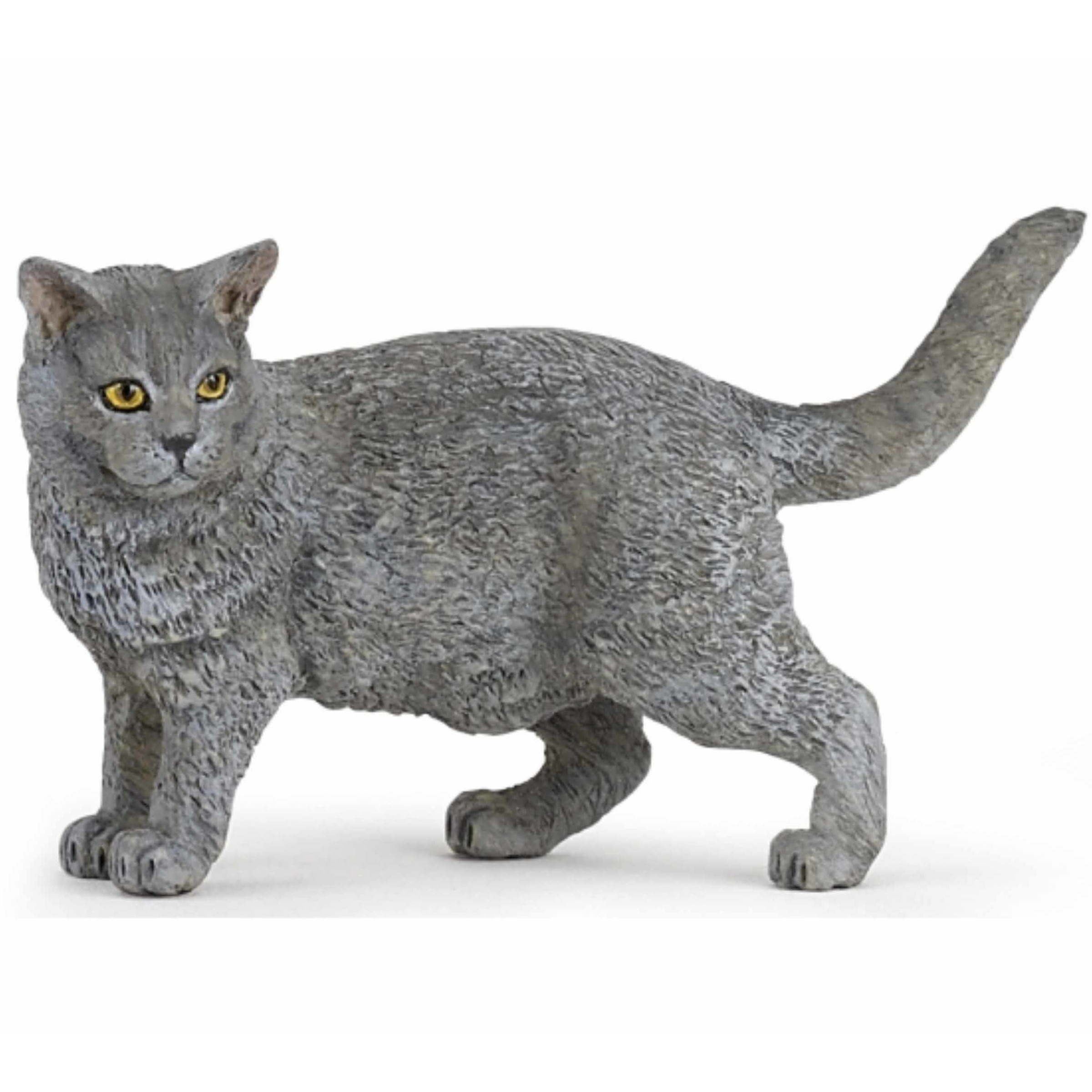 Plastic grijze huisdier kat 4,4,5 cm