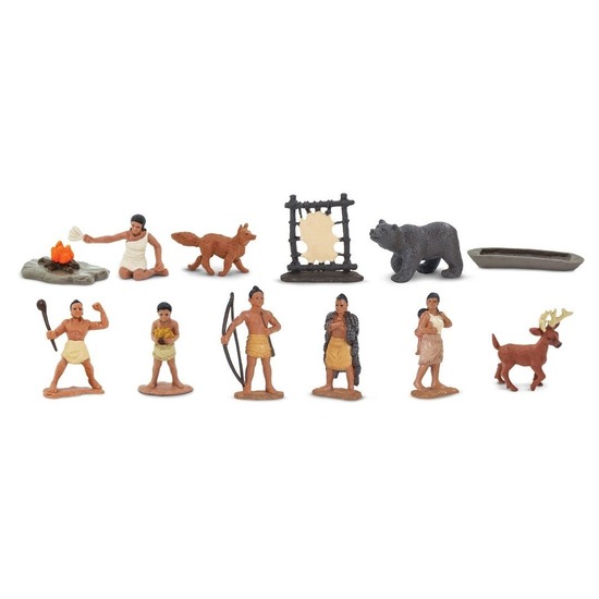 Plastic speelgoed figuren indianen en dieren