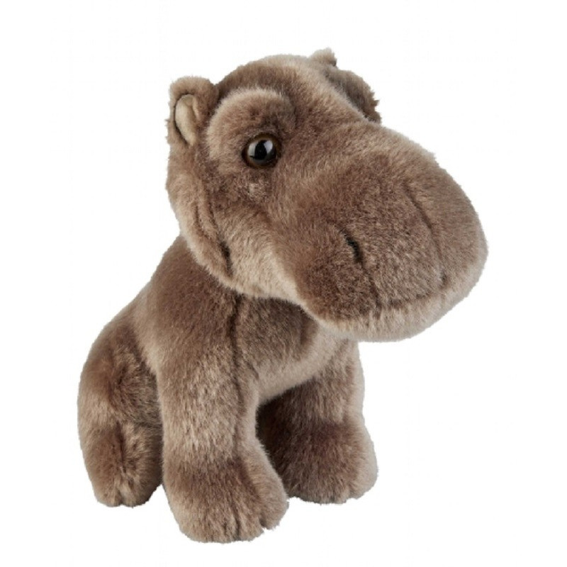 Pluche grijs/bruine nijlpaard knuffel 18 cm speelgoed