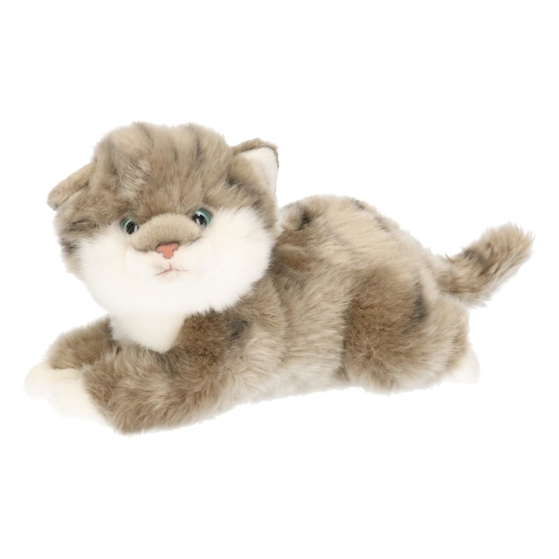 Pluche grijze kitten/poes knuffel 27 cm