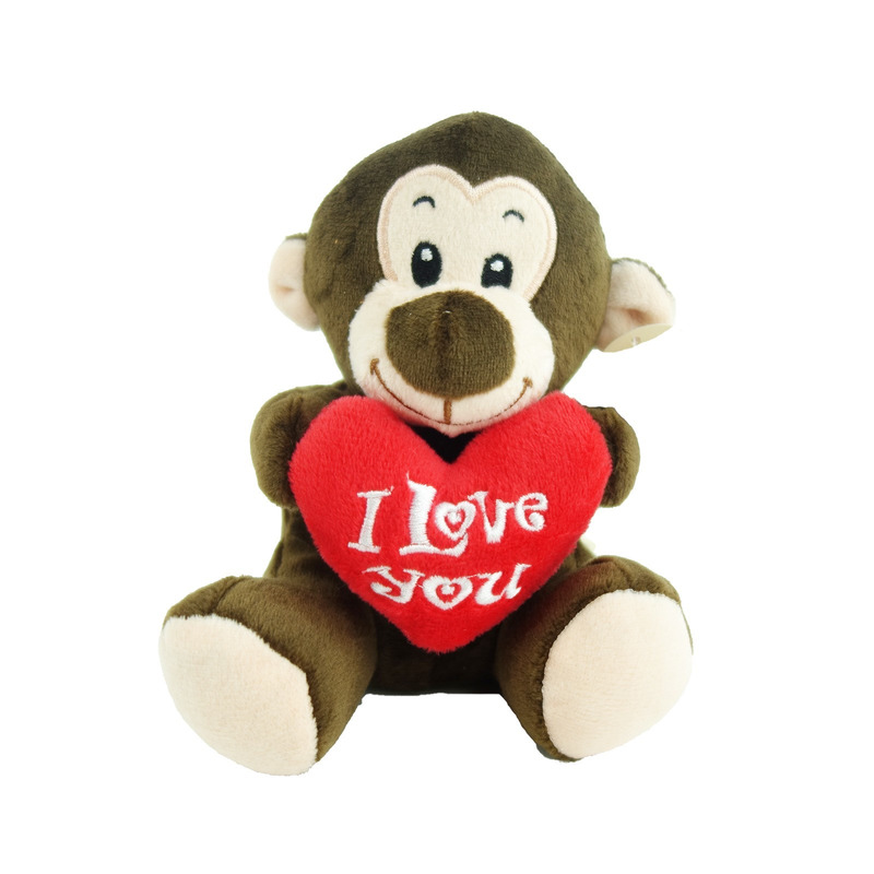 Pluche I love you aap knuffel bruin 14 cm speelgoed