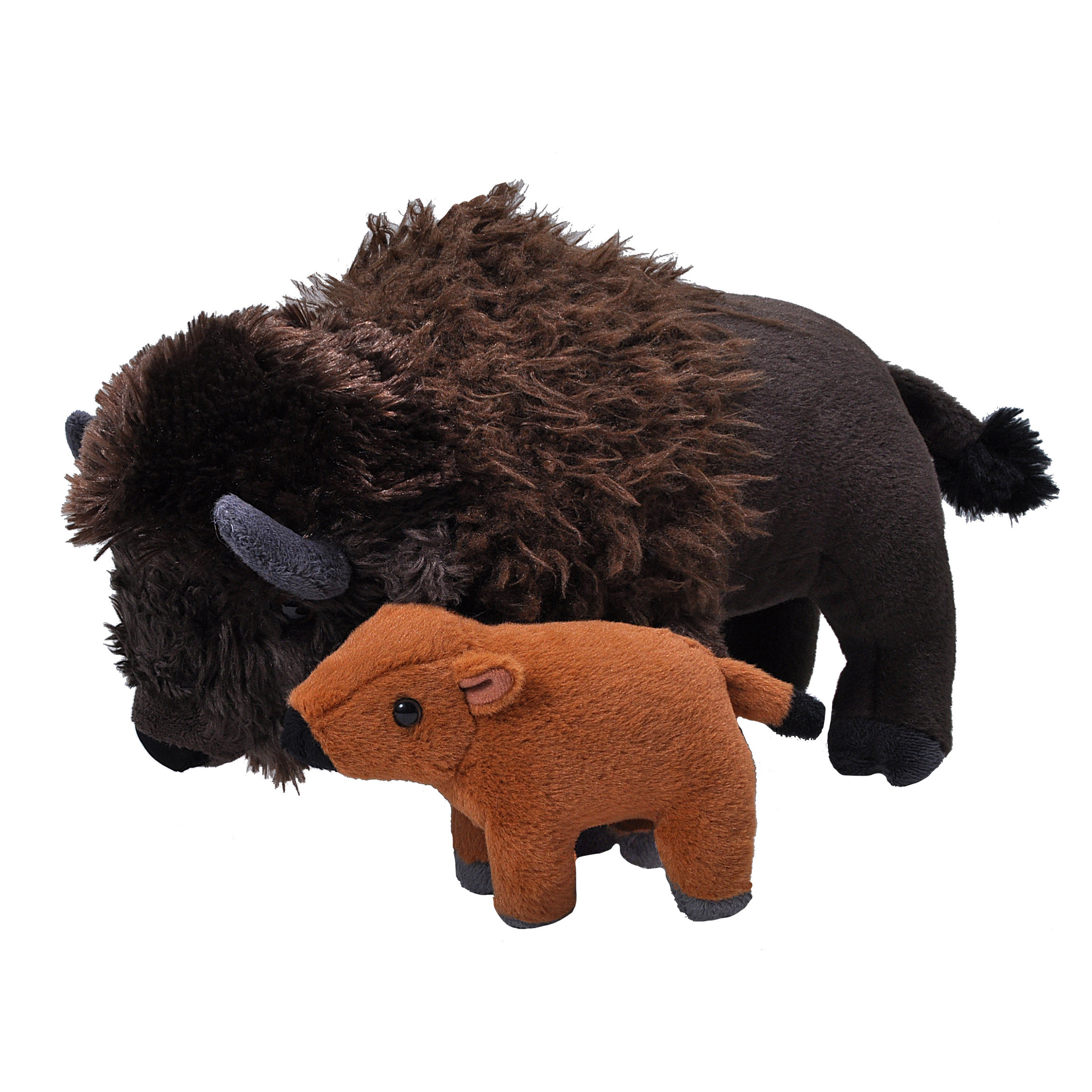 Pluche knuffel dieren familie bizons/buffels 36 cm