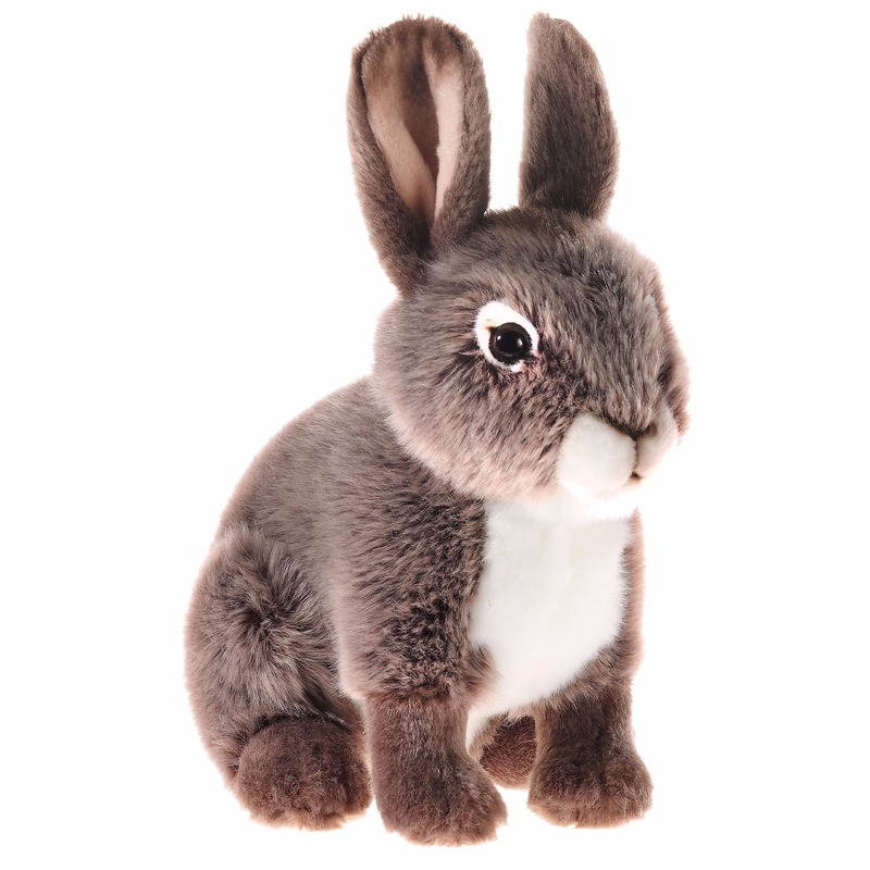 Pluche konijn-haas knuffel zittend 21 cm