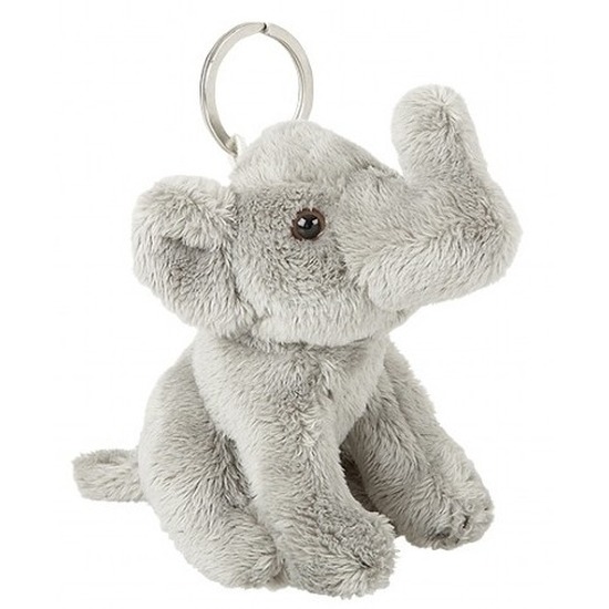 Pluche olifanten knuffel grijs sleutelhanger 10 cm