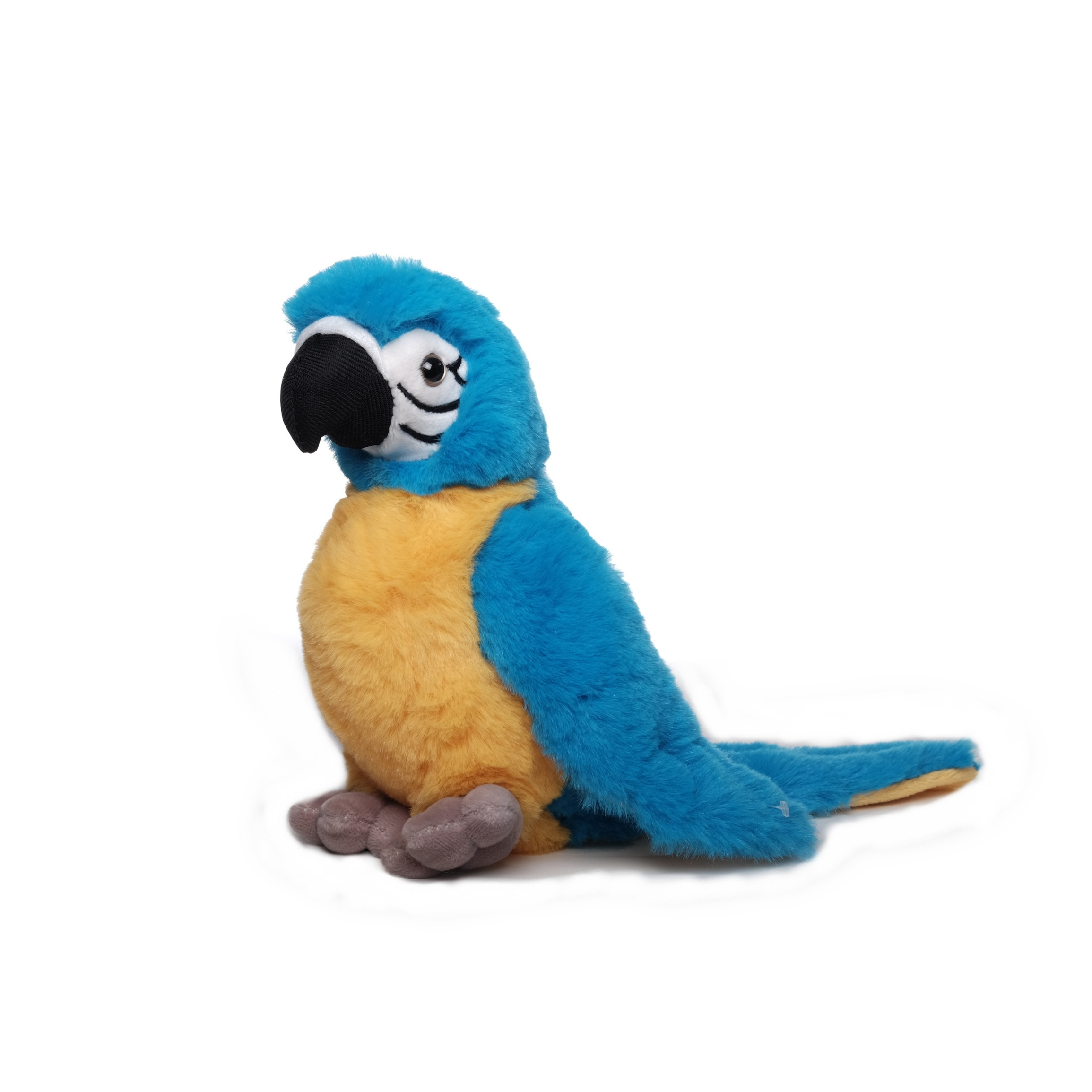 Pluche papegaai vogel knuffel geel-blauw polyester 20 cm