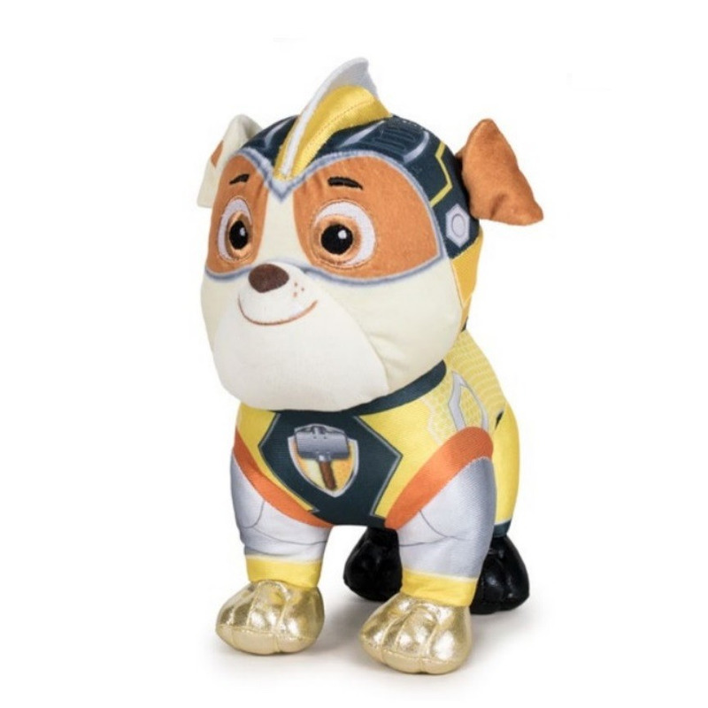 Pluche Paw Patrol Rubble Mighty Pups Super Paws knuffel 27 cm