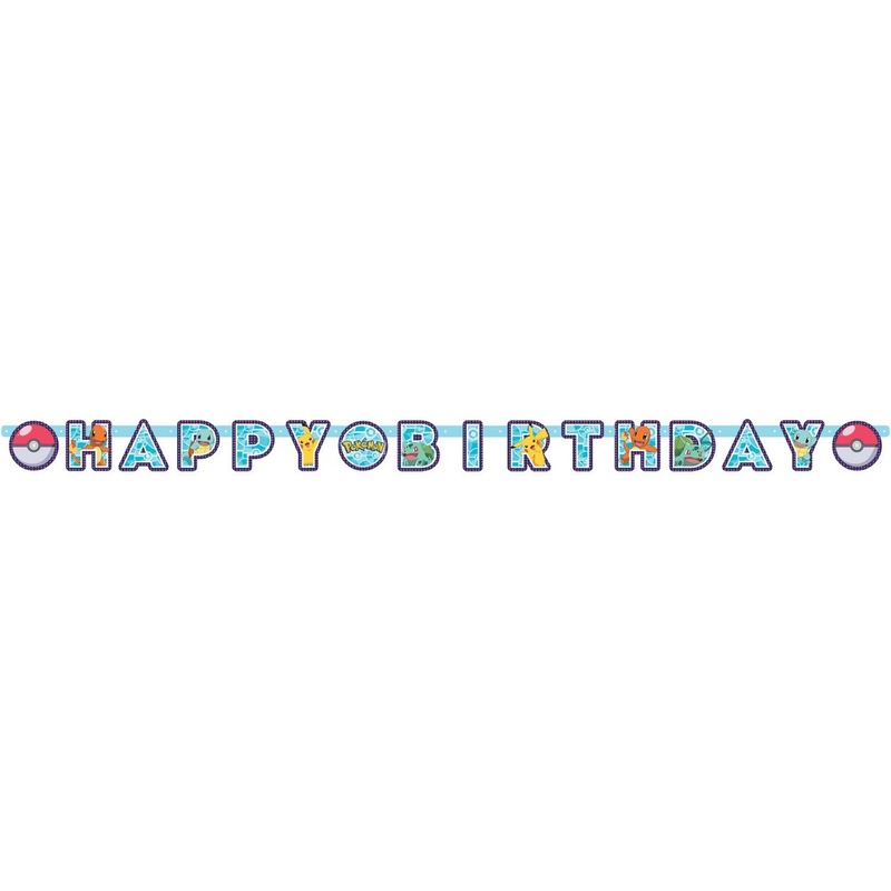 Pokemon feest wenslijn/letterslinger Happy Birthday 218 x 12 cm