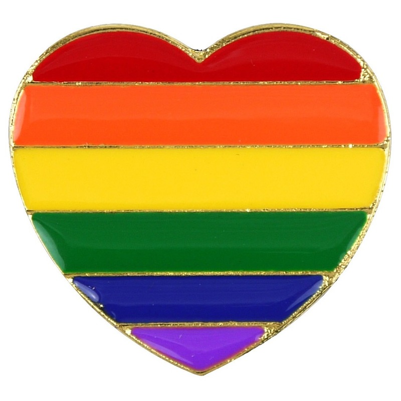 Regenboog pride hart metalen pin-broche 3 cm