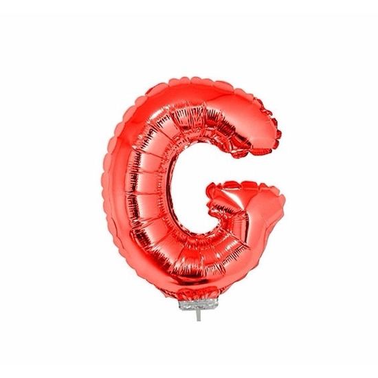 Rode letter ballonballon G op stokje 41 cm