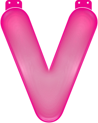Roze letter V opblaasbaar