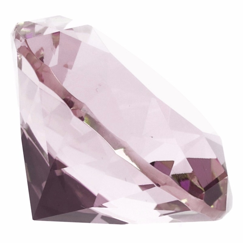 Roze nep diamant 5 cm van glas