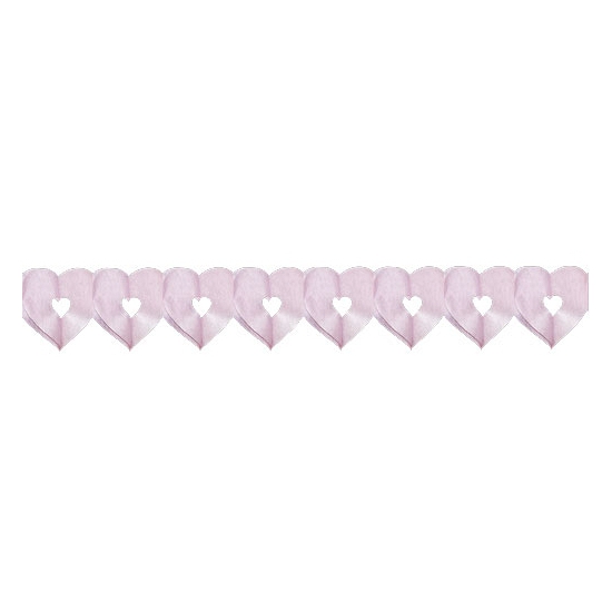 Roze papieren hartjes thema slingers van 6 meter