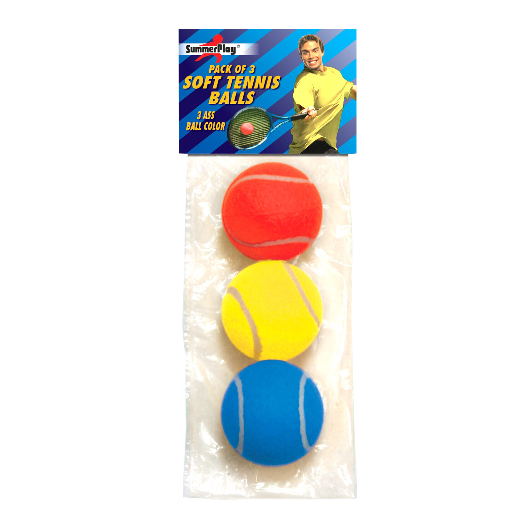 Set van 3x stuks gekleurde soft foam tennisballen 7 cm