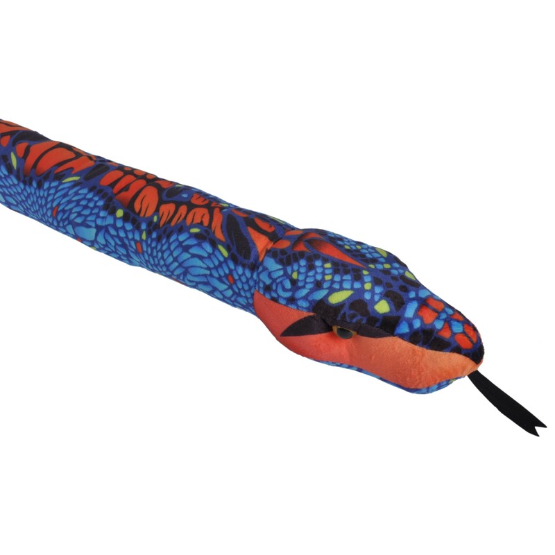 Slangen speelgoed artikelen slang knuffelbeest blauw-oranje 137 cm