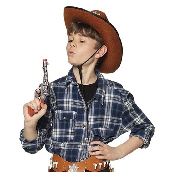 Speelgoed cowboy revolver/pistool zilver 20 cm
