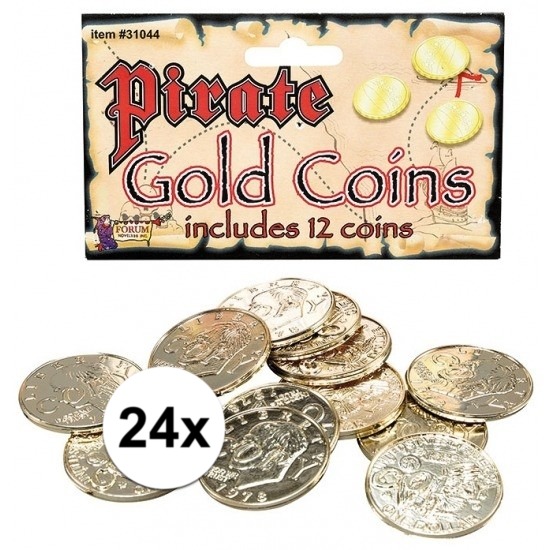 Speelgoed gouden piraat munten 24 stuks