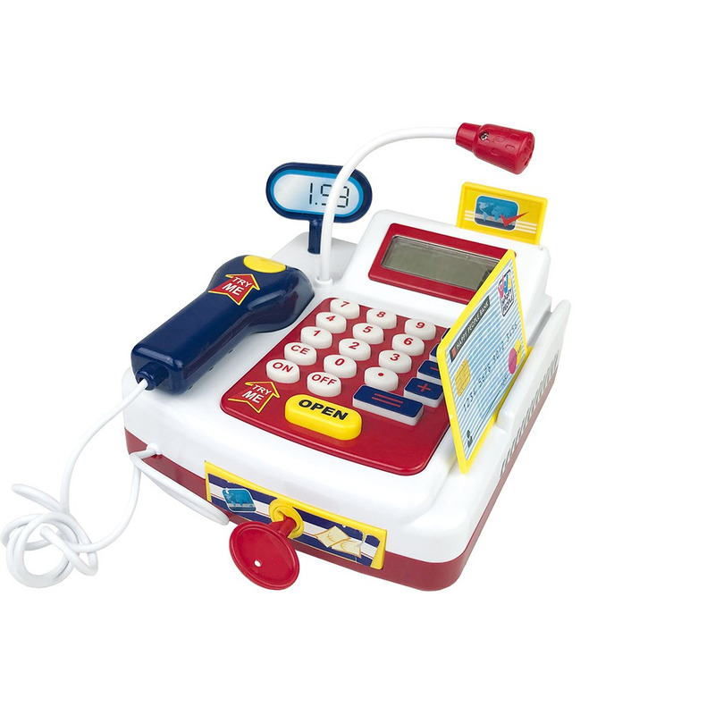 Speelgoed kassa met rekenmachine 9 x 9 x 7 cm voor kinderen