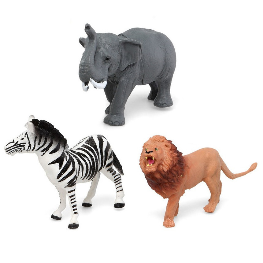 Speelgoed safari jungle dieren figuren 3x stuks 10 x 8 cm