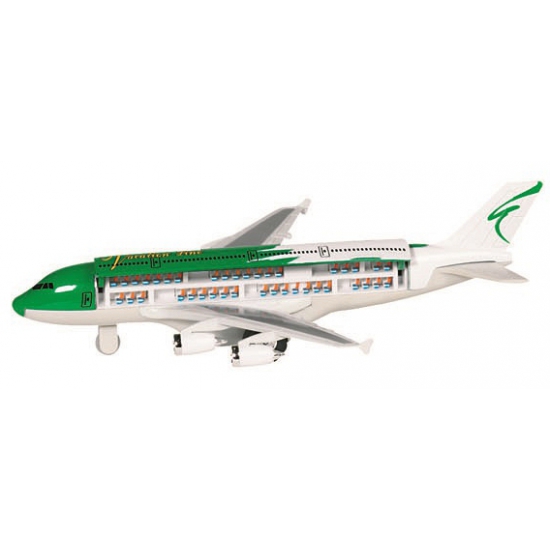 Speelgoed vliegtuigje groen-wit
