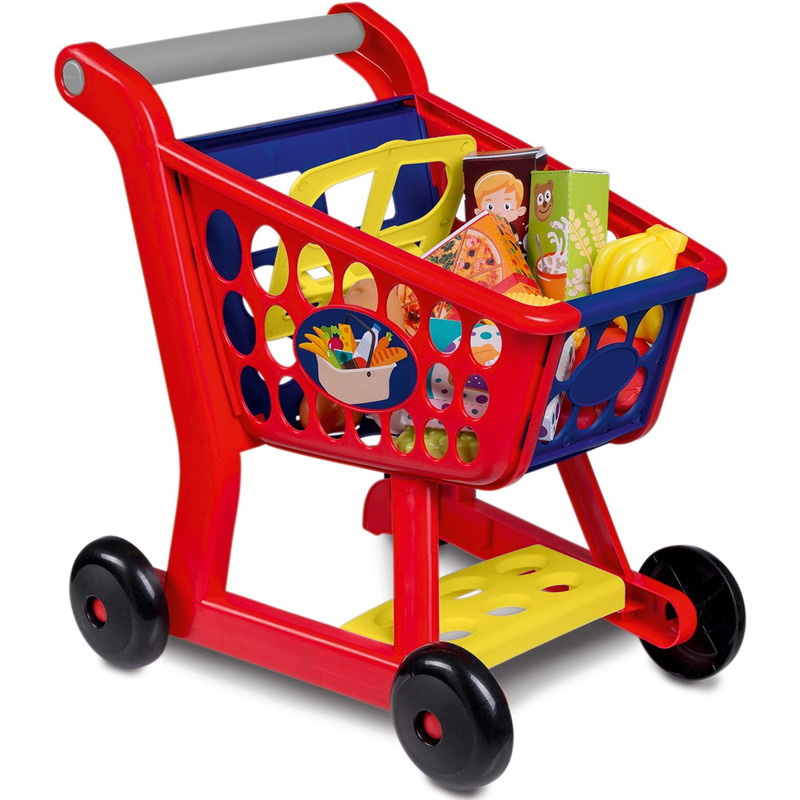 Speelgoed winkelwagen met boodschappen 33 x 19 x 41 cm kinderen
