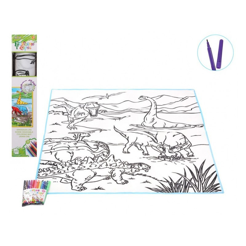 Stoffen kleurplaat/mat dinosaurussen 80 cm voor kinderen knutselbenodigdheden
