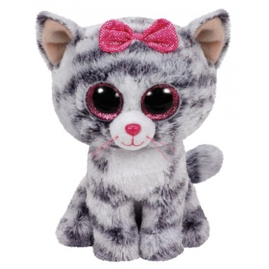 Ty Beanie Boo's Kiki pluche grijs kat knuffel 15 cm