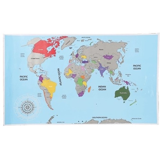 Vakantie plekken wereldkaart krassen 52 x 88 cm
