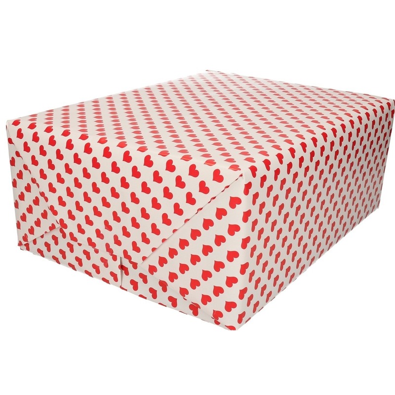 Valentijn inpakpapier-cadeaupapier rood hart print 200 x 70 cm