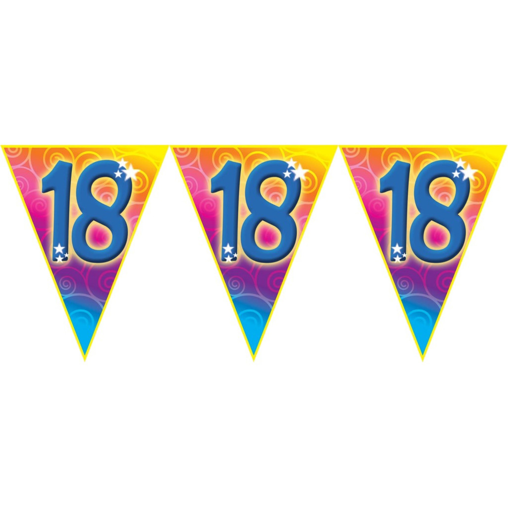 Verjaardag thema 18 jaar geworden feest vlaggenlijn van 5 meter