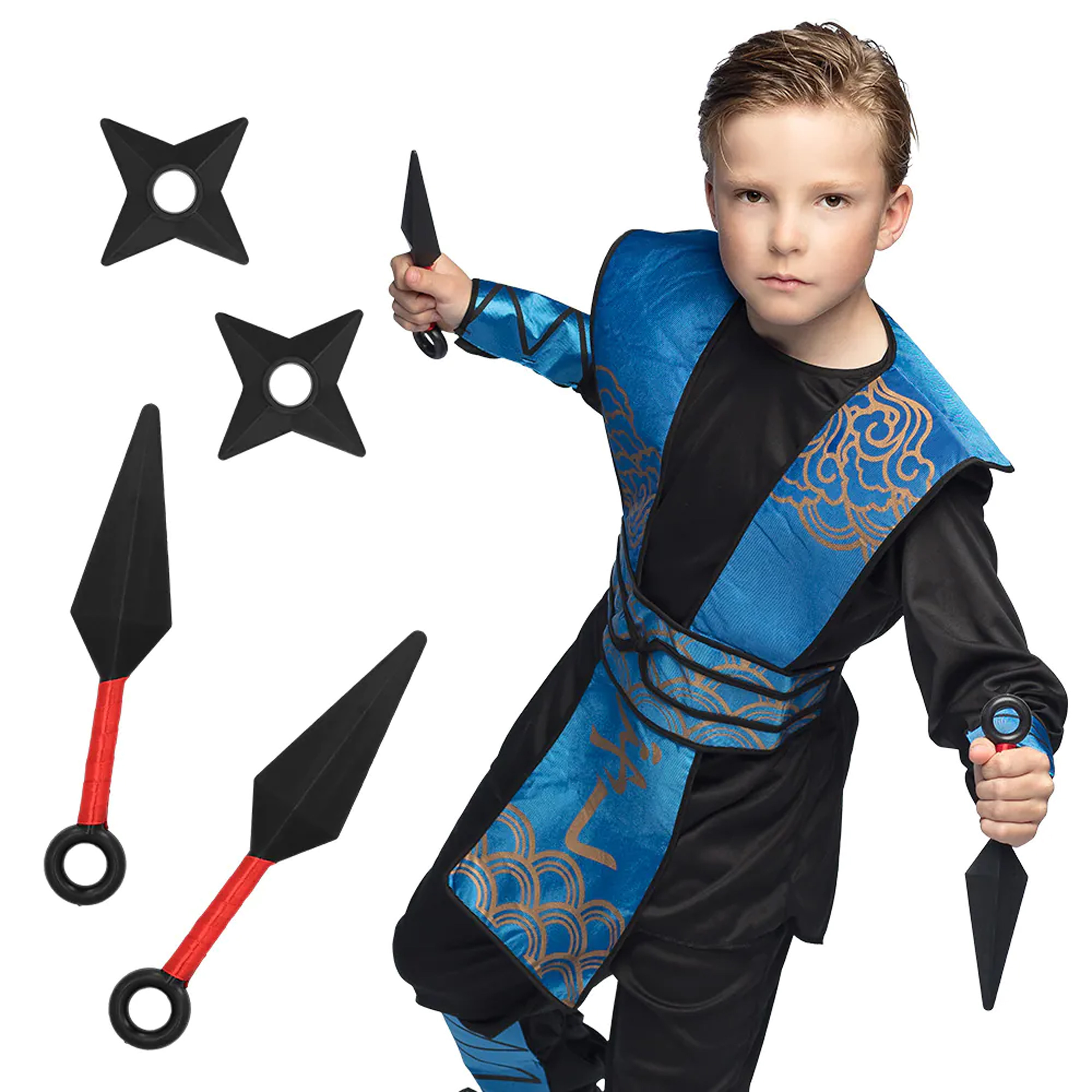 Verkleed speelgoed Ninja uitrusting wapens set 4 stuks kunststof voor kinderen-volwassenen