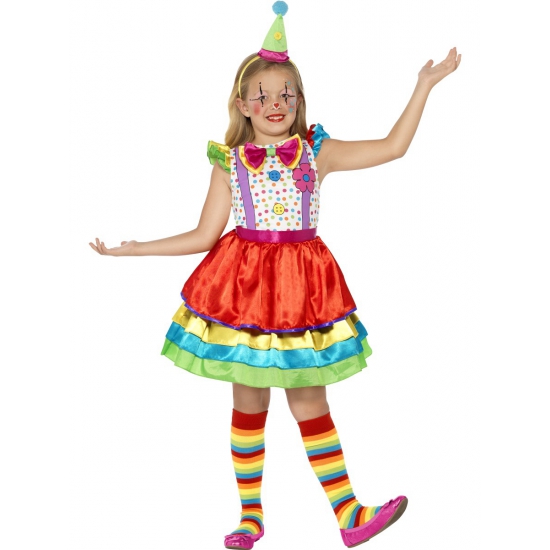 Verkleedkleding gekleurd clown jurkje