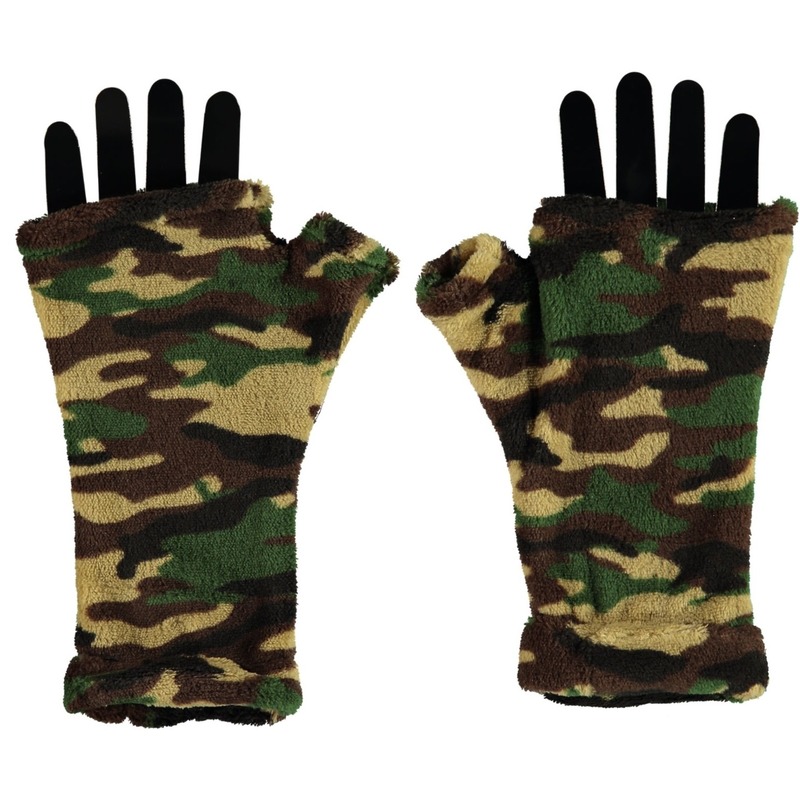 Vingerloze handschoenen camouflage print voor volwassenen