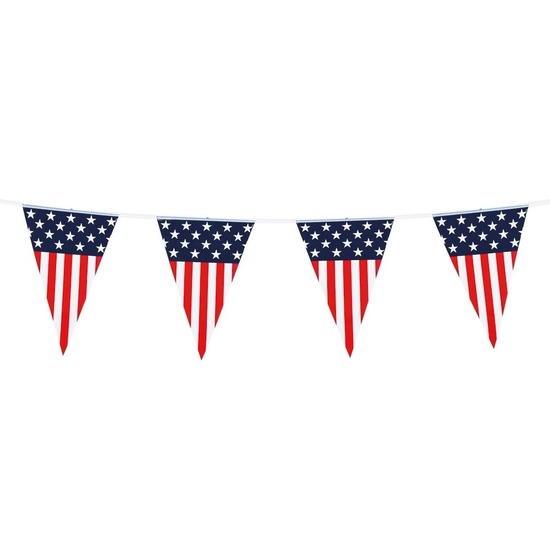 Vlaggenlijn/vlaggetjes Amerika/USA 6 meter