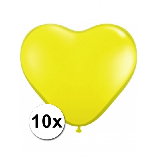 Zak met 10 gele hart ballonnen 15 cm