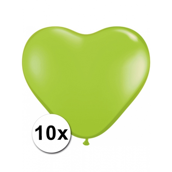 Zak met 10 lime hart ballonnen 15 cm