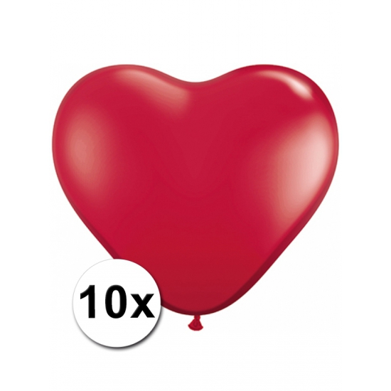 Zak met 10 rode hart ballonnen 25 cm