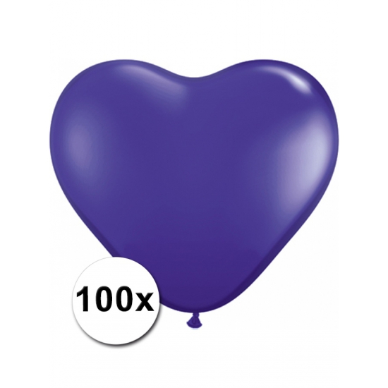 Zak met 100 paarse hart ballonnen 15 cm