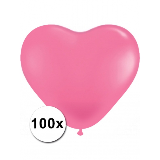 Zak met 100 roze hart ballonnen 15 cm