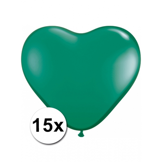Zak met 15 groene hart ballonnen 15 cm