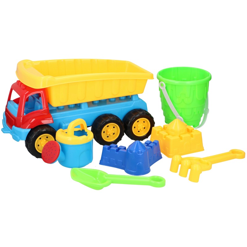 Zandbak speelgoed blauwe truck/kiepwagen met containerbak 35cm