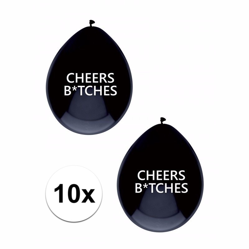 Zwarte Cheers Bitches ballonnen brutaal 10 x